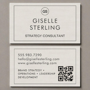 Cartão De Visita Código QR Toalhas Monograma Moderno