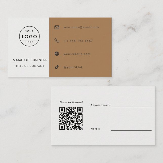 Cartão De Visita Código QR Toffee Branco Compromisso Arquiteto Pers (Frente/Verso)