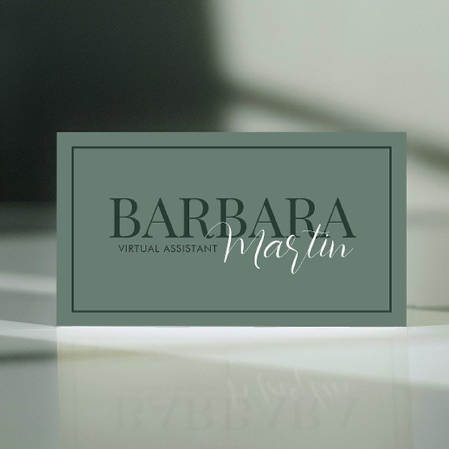 Cartão De Visita Código QR Verde Mínimo de Sage Moderno (Criador carregado)