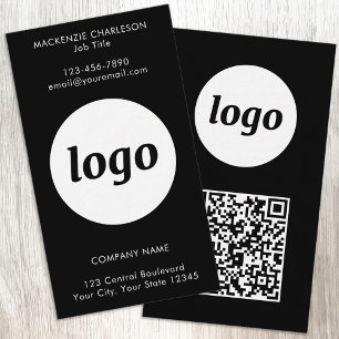 Cartão De Visita Código QR Vertical de Texto de Logotipo Simples Pr