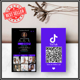 Cartão De Visita Código QR Violeta TikTok para Redes Sociais