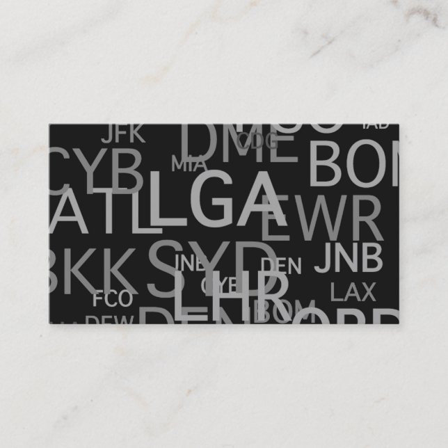 Cartão De Visita Códigos do aeroporto para o profissional do viagem (Frente)