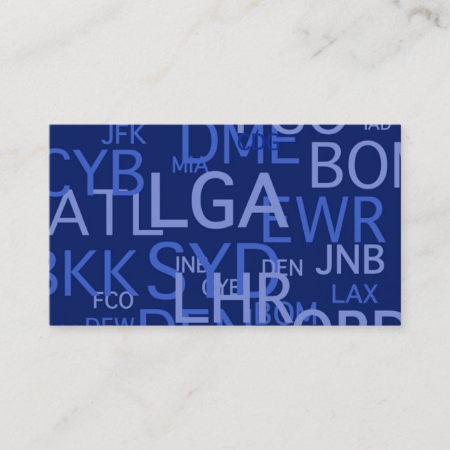 Cartão De Visita Códigos do aeroporto para o profissional do viagem (Frente)