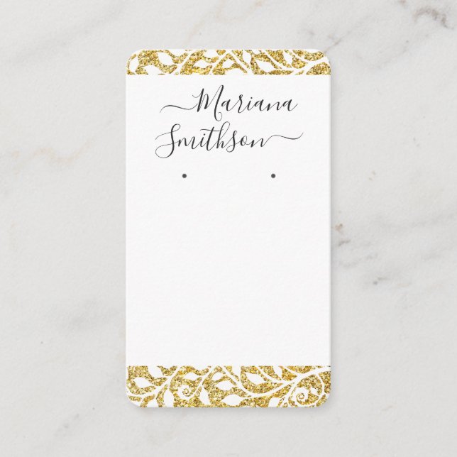 Cartão De Visita Códigos QR personalizados Barras Douradas brancas  (Frente)