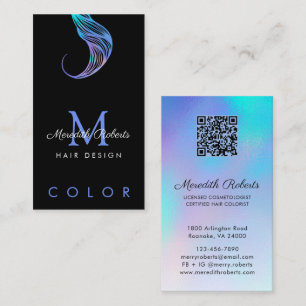 Cartão De Visita Códogo QR Monograma de Estilista Colorista de Cabe