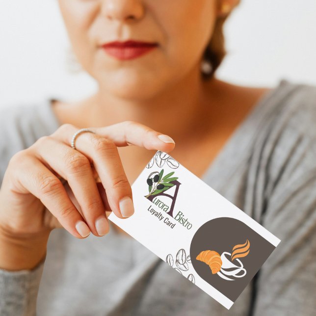 Cartão De Visita Coffee Shop Loyalty Card Professional Modern Custo (Criador carregado)