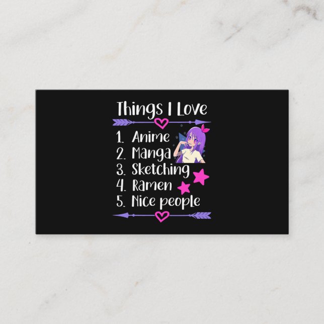Cartão De Visita Coisas Que Adoro Anime Manga Desenhando Ramen Belo (Frente)