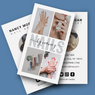 Cartão De Visita Colagem de Fotografias do Artista de Nail Moderno