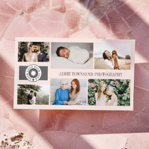 Cartão De Visita Colagem de Fotos Blush Logotipo de Fotógrafo Profi