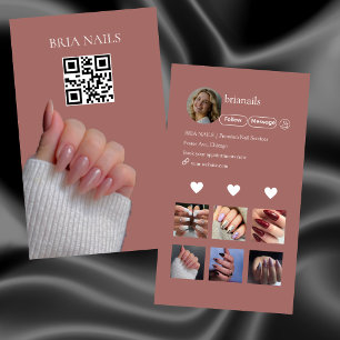 Cartão De Visita Colagem de Fotos Código QR Moderno para Técnica de