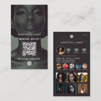 Cartão De Visita Colagem de Fotos de Influenciador Código QR Mídia