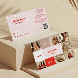 Cartão De Visita Colagem de Fotos de Negócios de Salão de Unhas Min