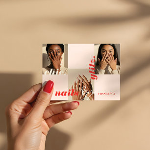 Cartão De Visita Colagem de Fotos de Negócios de Salão de Unhas Min