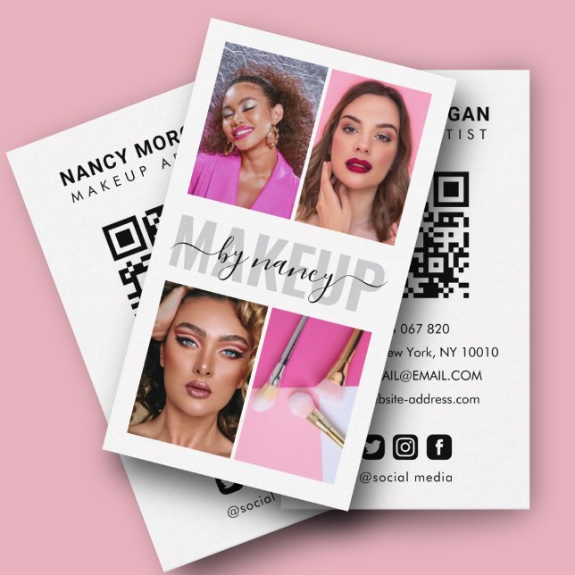 Cartão De Visita Colagem de Fotos de Script de Caligrafia Moderna d (Criador carregado)