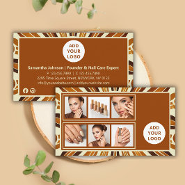 Cartão De Visita Colagem de Fotos do Logotipo Rustic Chic Business 