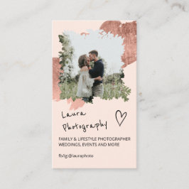 Cartão De Visita Colagem de fotos floral 2 rosa dourado