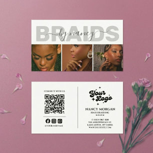 Cartão De Visita Colagem de Fotos Modernas Código QR Logotipo de Tr