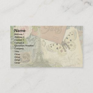 Cartão De Visita Colagem de Viagem da Vintage Eiffel Tower Paris Fr