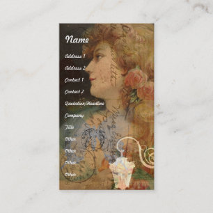 Cartão De Visita Colagem Digital Bonito Lady Vintage