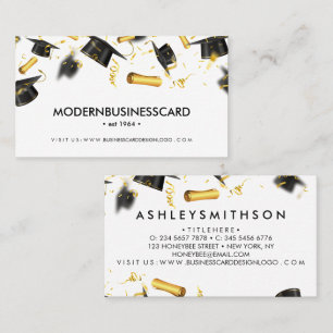 Cartão De Visita Colagem Escolar Crescente do boné de formatura