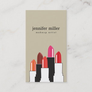 Cartão De Visita Colagem Lipstick para artista e beleza maquiada