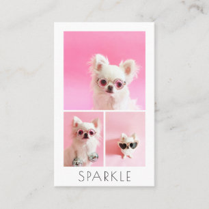 Cartão De Visita Colagem Personalizada Moderna de 4 Fotos com Códig