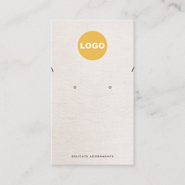 Cartão De Visita Colar Colar Colar, Ouvindo o Beige Linen Adicionar (Frente)