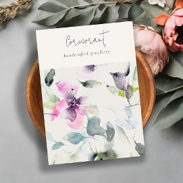 Cartão De Visita Colar de Ângulo Floral Púrpura, Rosa Suave