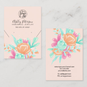 Cartão De Visita Colar de joias de brinco com logotipo floral cor d
