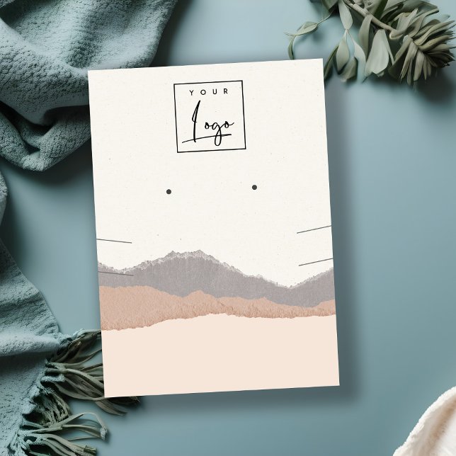 Cartão De Visita Colar de Onda de Montanha do Pastel Blush Kraft (Criador carregado)