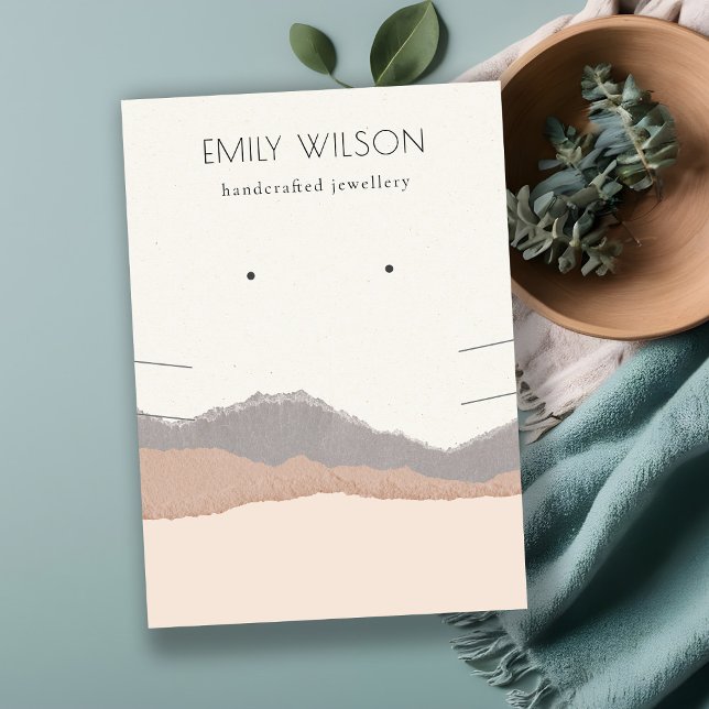 Cartão De Visita Colar de Onda de Montanha do Pastel Blush Kraft (Criador carregado)