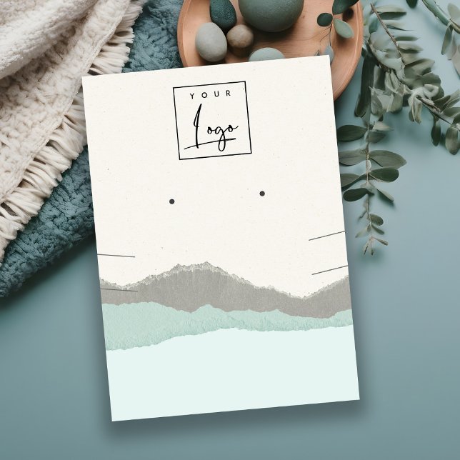 Cartão De Visita Colar de Ondas das Montanhas Pastel Aqua Kraft (Criador carregado)