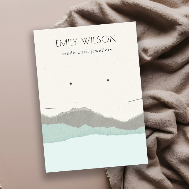 Cartão De Visita Colar de Ondas das Montanhas Pastel Aqua Kraft (Criador carregado)