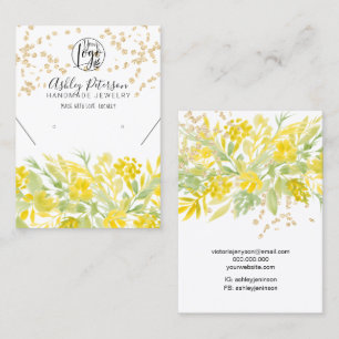 Cartão De Visita Colar de ourivesaria com logótipo floral amarelo