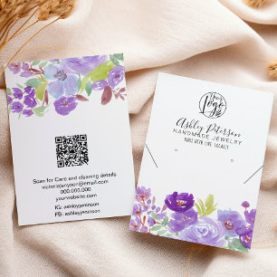 Cartão De Visita Colar de ourivesaria com logotipo floral roxo Boho