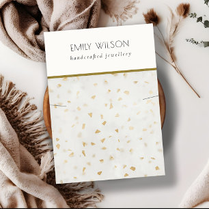 Cartão De Visita Colar de Textura Dourada Terrazzo Marble, de Ivory