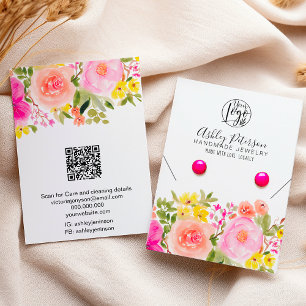 Cartão De Visita Colar do brinco do logotipo floral bohemiano