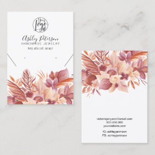 Cartão De Visita Colar do brinco do logotipo floral do deserto do B