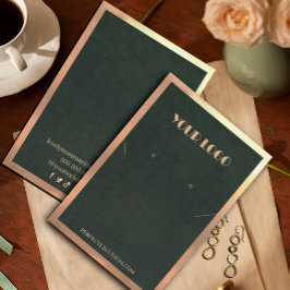 Cartão De Visita Colar Dourado Verde Anéis modernos