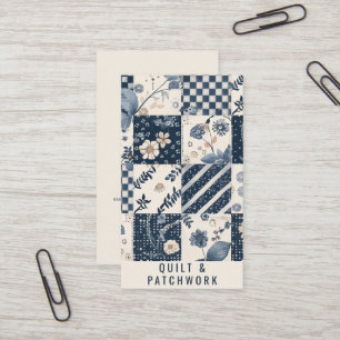 Cartão De Visita Colcha de retalhos azul marinho creme de roupa fei