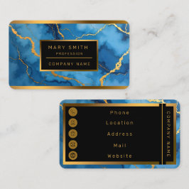 Cartão De Visita Coleção Azure Azure Dourada Marble Trendy