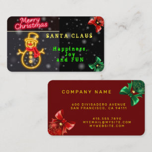 Cartão De Visita Coleção de Feriados Modernos de Natal Neon