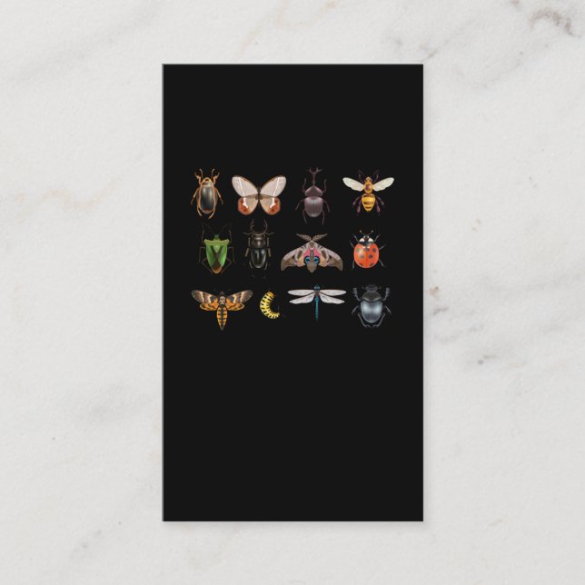 Cartão De Visita Coleção de Insetos Borboleta de Voo Bee Ladybug (Frente)