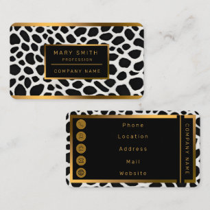 Cartão De Visita Coleção de Leopardo Branco de Luxo Popular Elegant