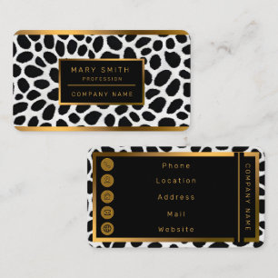 Cartão De Visita Coleção de Luxo de Leopardo Branco Elegante