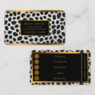 Cartão De Visita Coleção de Luxo Moderno e Leopardo Branco