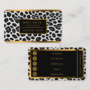 Cartão De Visita Coleção de Luxo Popular Elegante de Leopardo Branc