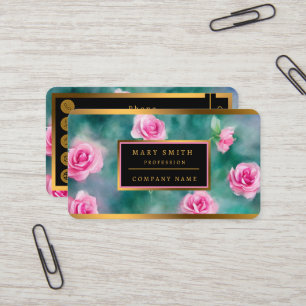 Cartão De Visita Coleção de Rosas Rosa de Linda Aquarela Popular