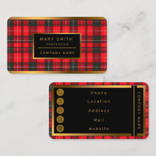Cartão De Visita Coleção de Tartan Tradicional Vermelho xadrez
