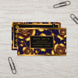 Cartão De Visita Coleção Dourada de Rosa Modern Boho